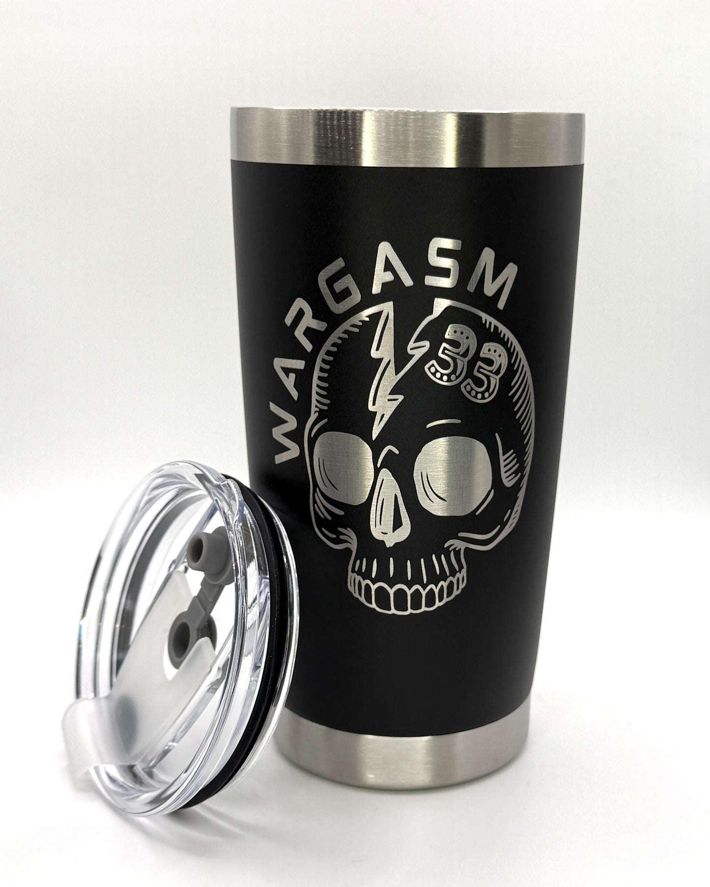 Wargasm 20oz Steel Tumbler| Laser Engraved | Black Drinkware | Billy Fan Art