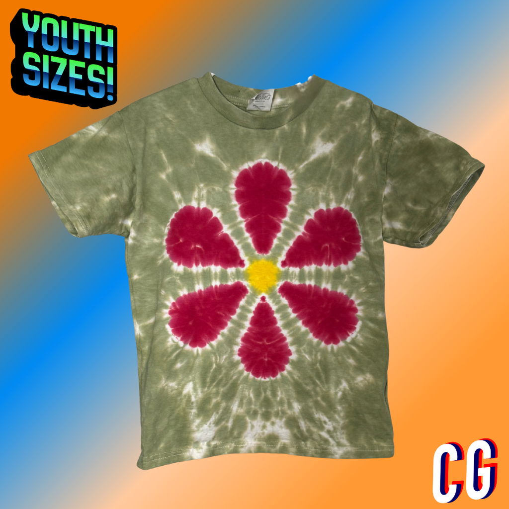 The Original Youth Red Daisy Hand Dyed Tie Dye Shirt