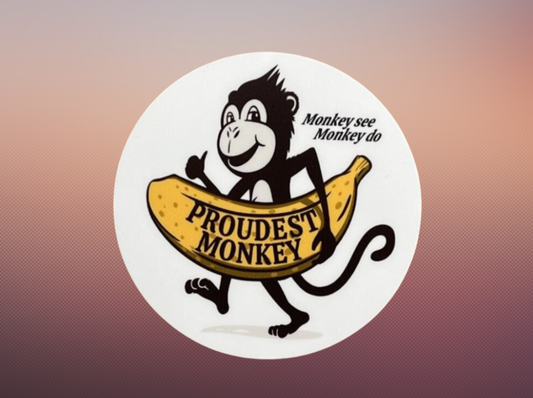 Proudest Monkey Sticker | 3" Round (est) | In/Outdoor Vinyl sticker | Window Bumper | Weatherproof Slap| Dave Fan Art