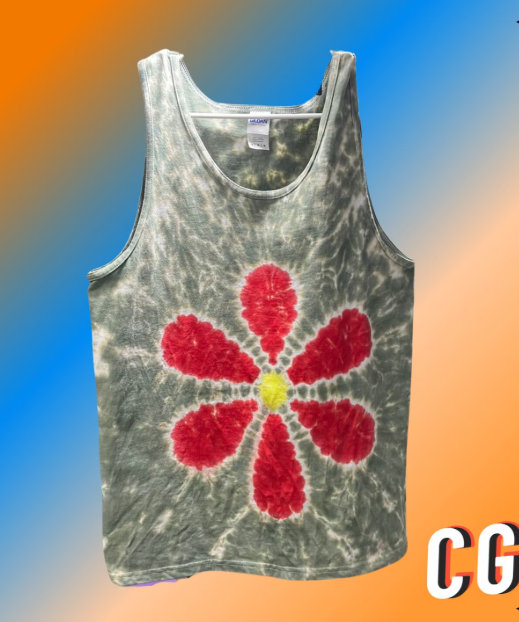 The Original Red Daisy Hand Dyed Tie Dye Tank Top