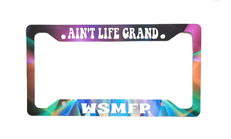 CUSTOM ORDER: Anit Life Grand / WSP {bottom text} Lights Version | Aluminum License Plate Frame | Ink/Printed Image