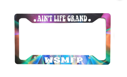 CUSTOM ORDER: Anit Life Grand / WSP {bottom text} Lights Version | Aluminum License Plate Frame | Ink/Printed Image