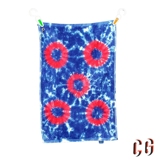 Red Donut Hand Dyed Golf Towels | Grommeted 16"x26" | Disc Golf Towel
