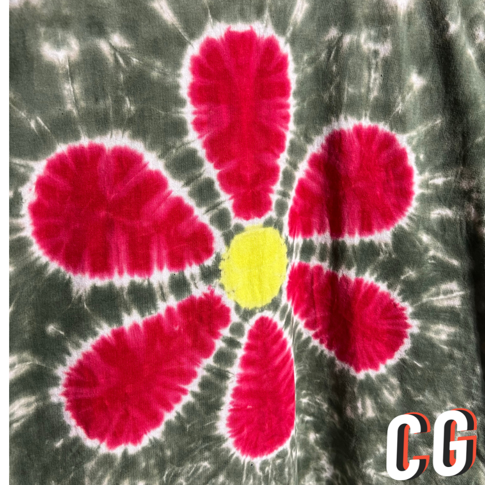 Red Daisy Hand Dyed Tie Dye Shirt
