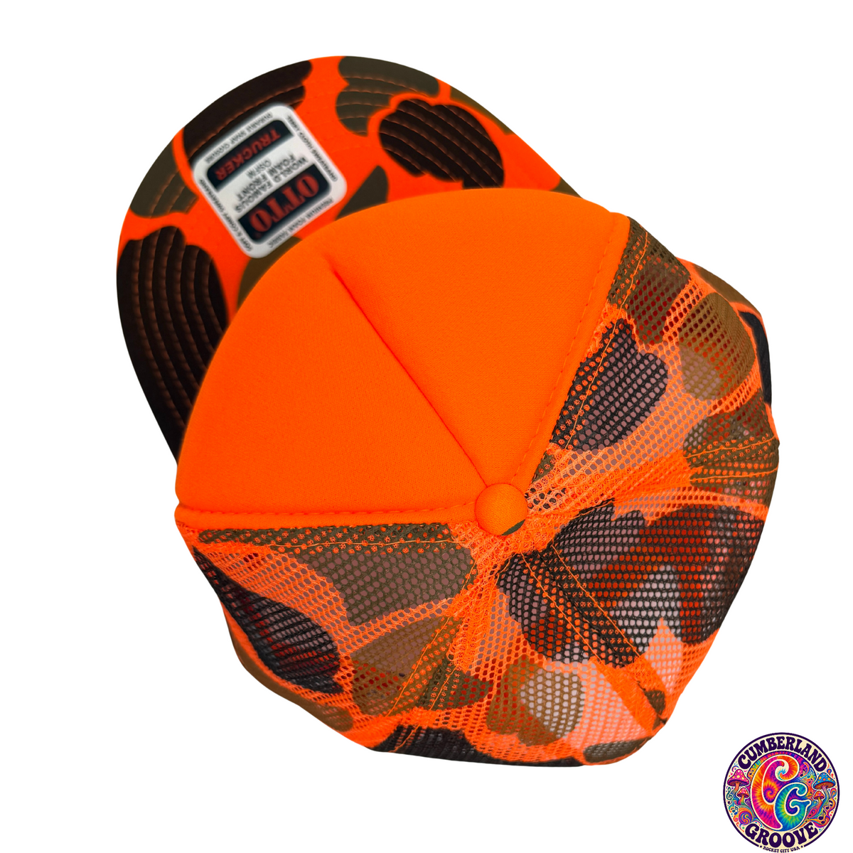 Choo-Choo Train Song Foam Camo Back Trucker Cap OTTO | Orange Camo | Printed Graphics | Snapback Cap | BMFS