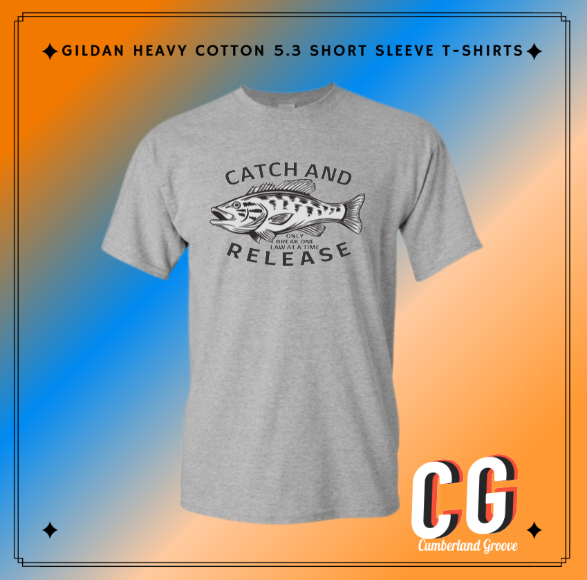 Catch and Release on Grey Shirt | Printed Graphics | Bluegrass | Billy Inspired Fan Art | Strings 33 BMFS