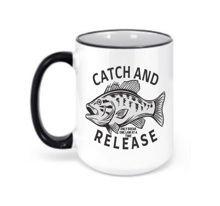 Catch and Release Ceramic Coffee Mug | BMFS 33 | Ink/Printed Image