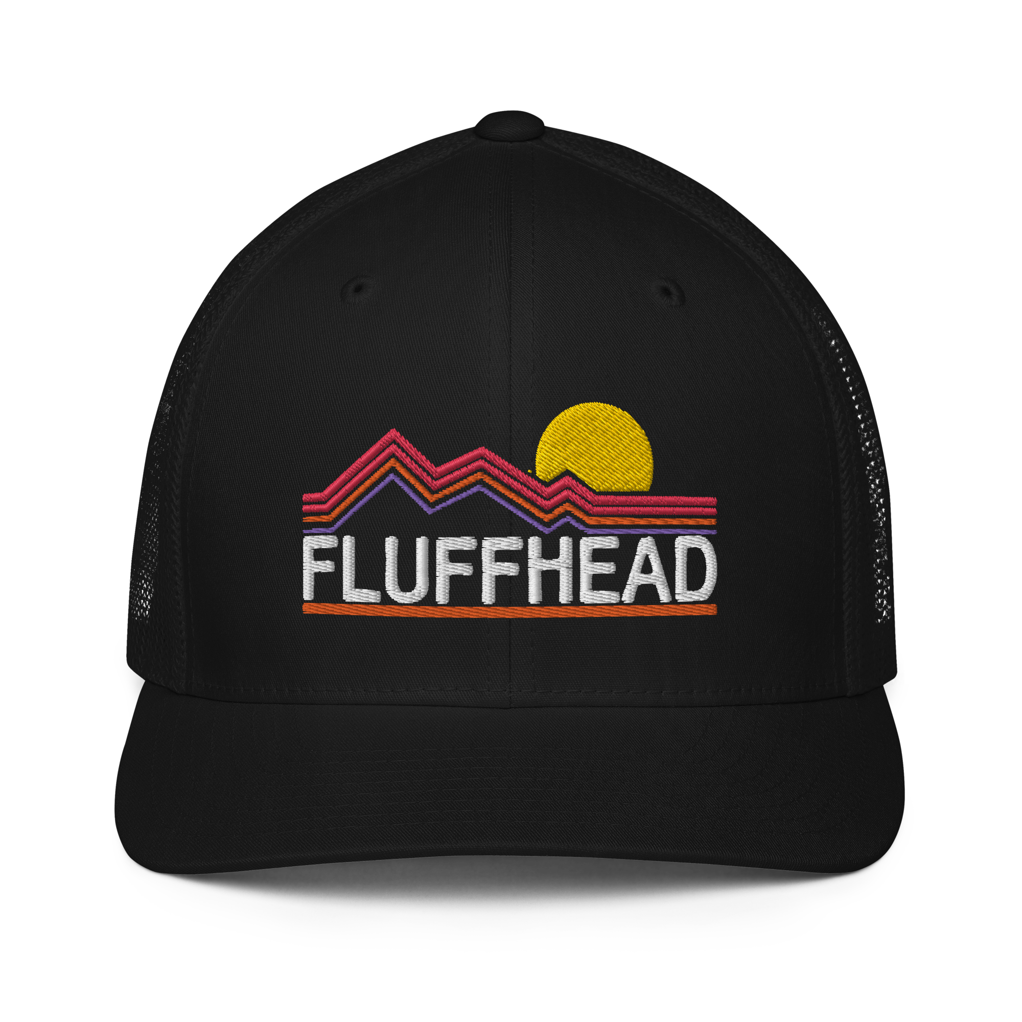 Fluffhead Mountains Closed-back trucker cap | Flexfit 6511 | Flat Embroidery