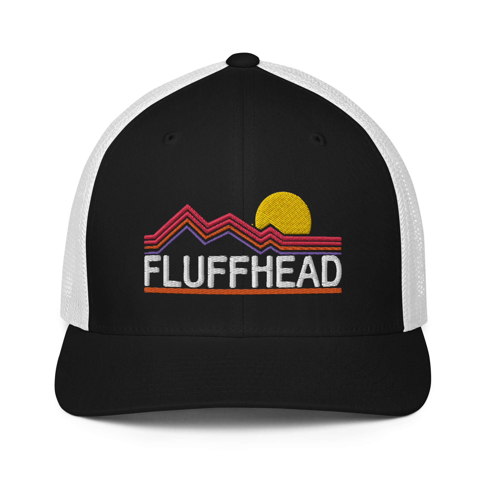 Fluffhead Mountains Closed-back trucker cap | Flexfit 6511 | Flat Embroidery