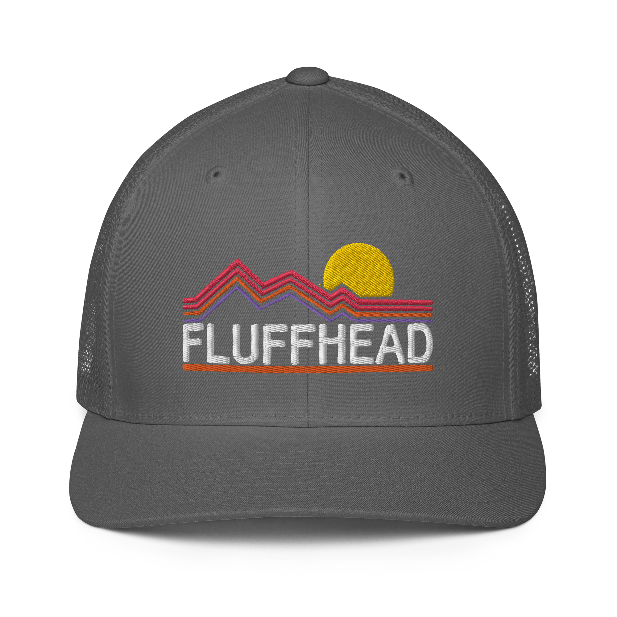 Fluffhead Mountains Closed-back trucker cap | Flexfit 6511 | Flat Embroidery