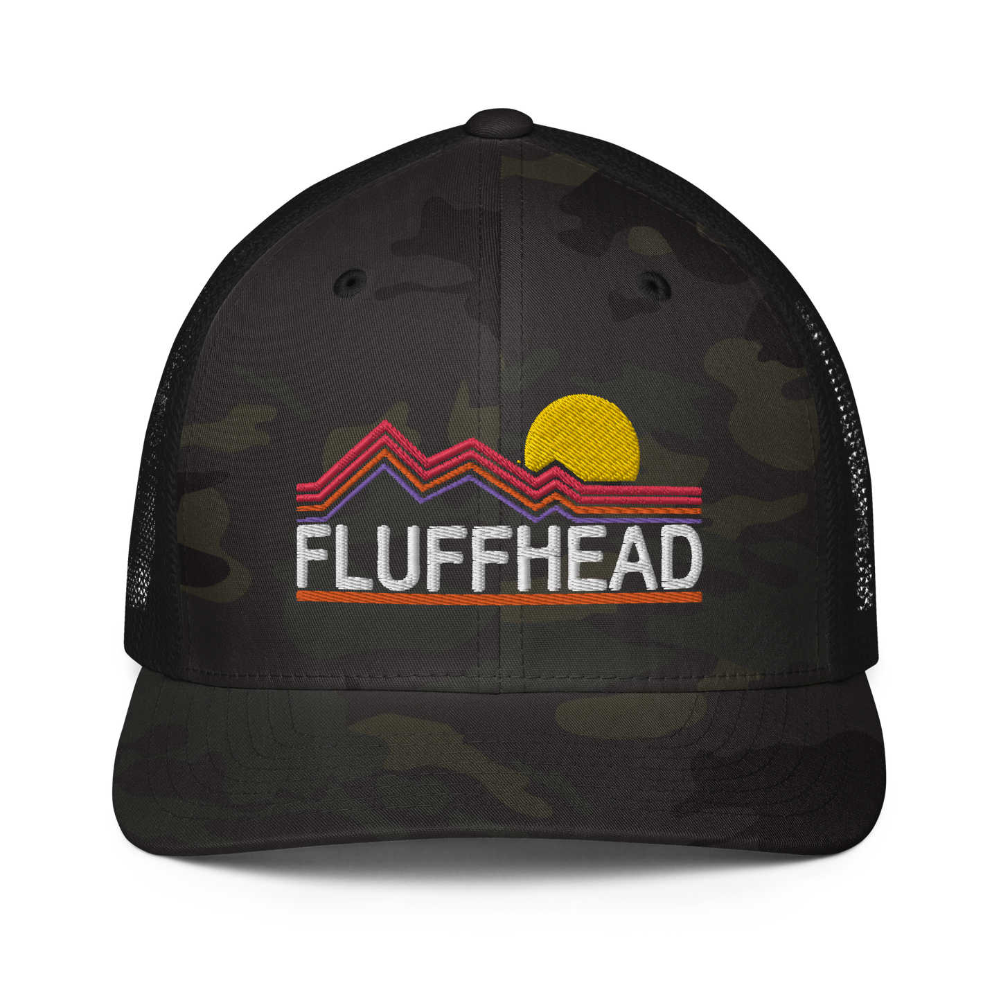 Fluffhead Mountains Closed-back trucker cap | Flexfit 6511 | Flat Embroidery