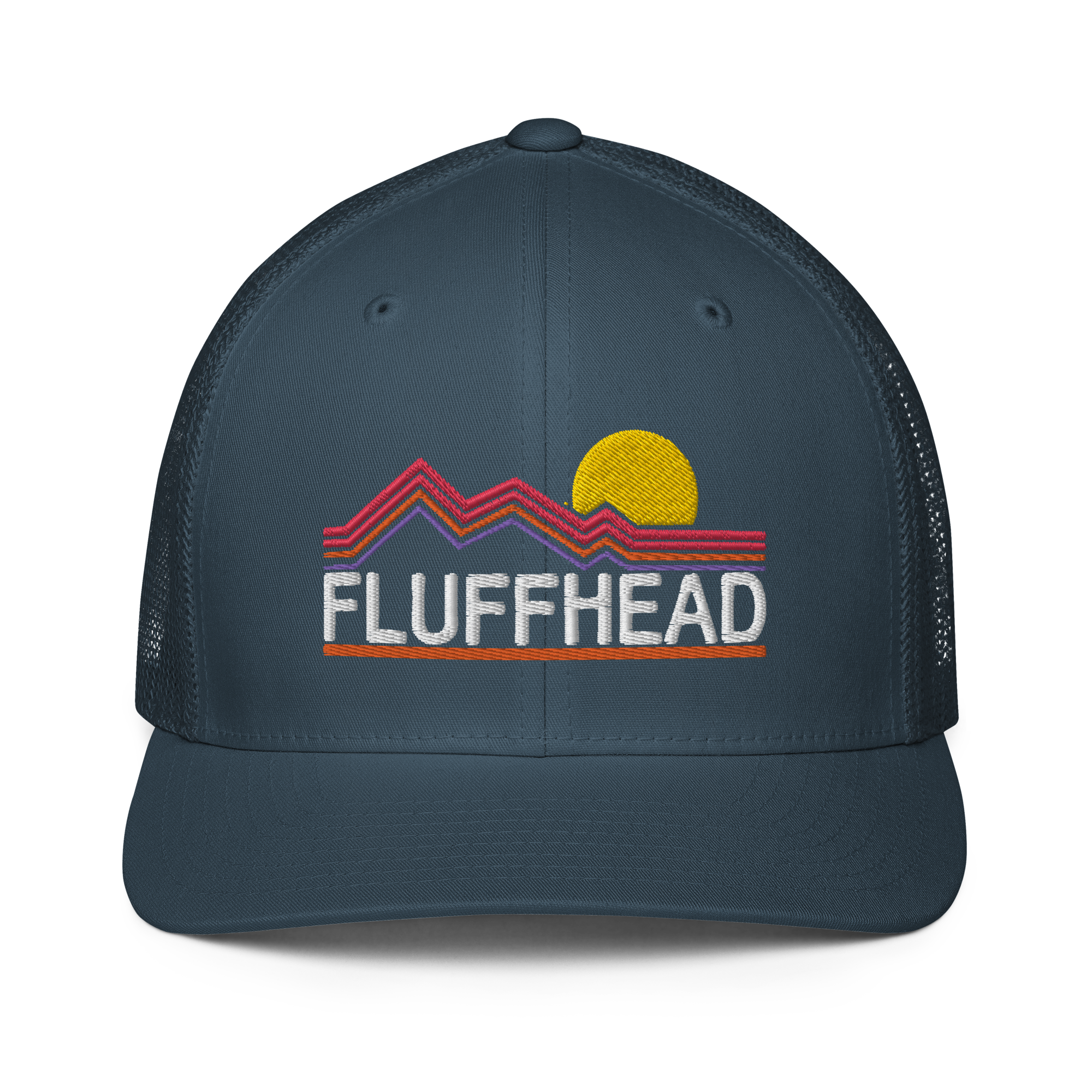Fluffhead Mountains Closed-back trucker cap | Flexfit 6511 | Flat Embroidery