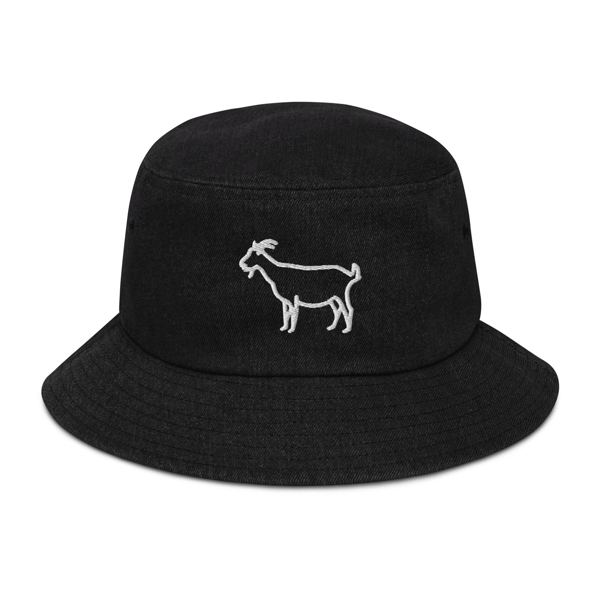 Simple The Goat Denim bucket hat | Flat Embroidery | Inspired Billy Art