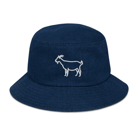 Simple The Goat Denim bucket hat | Flat Embroidery | Inspired Billy Art