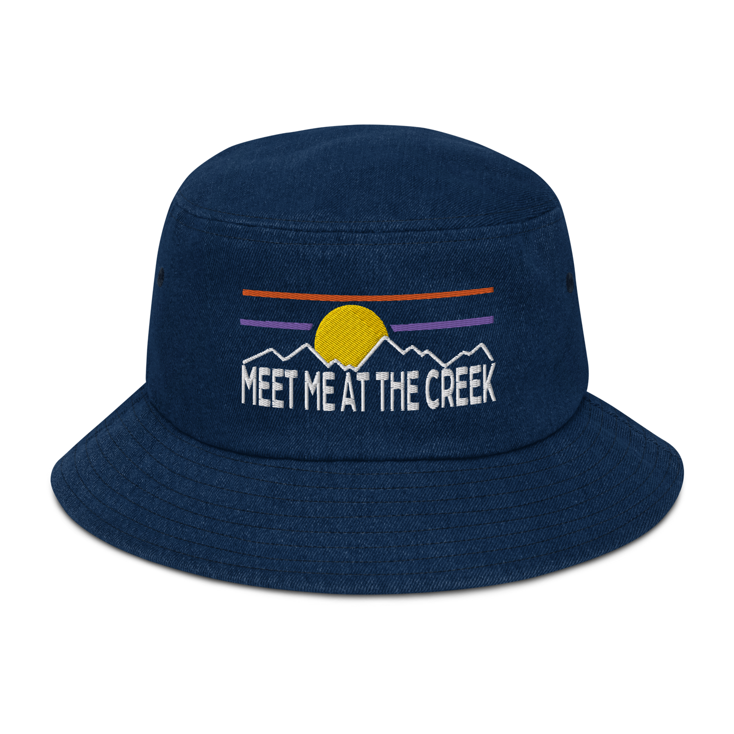 Meet Me At The Creek Denim bucket hat | Flat Embroidery | Inspired Billy Art