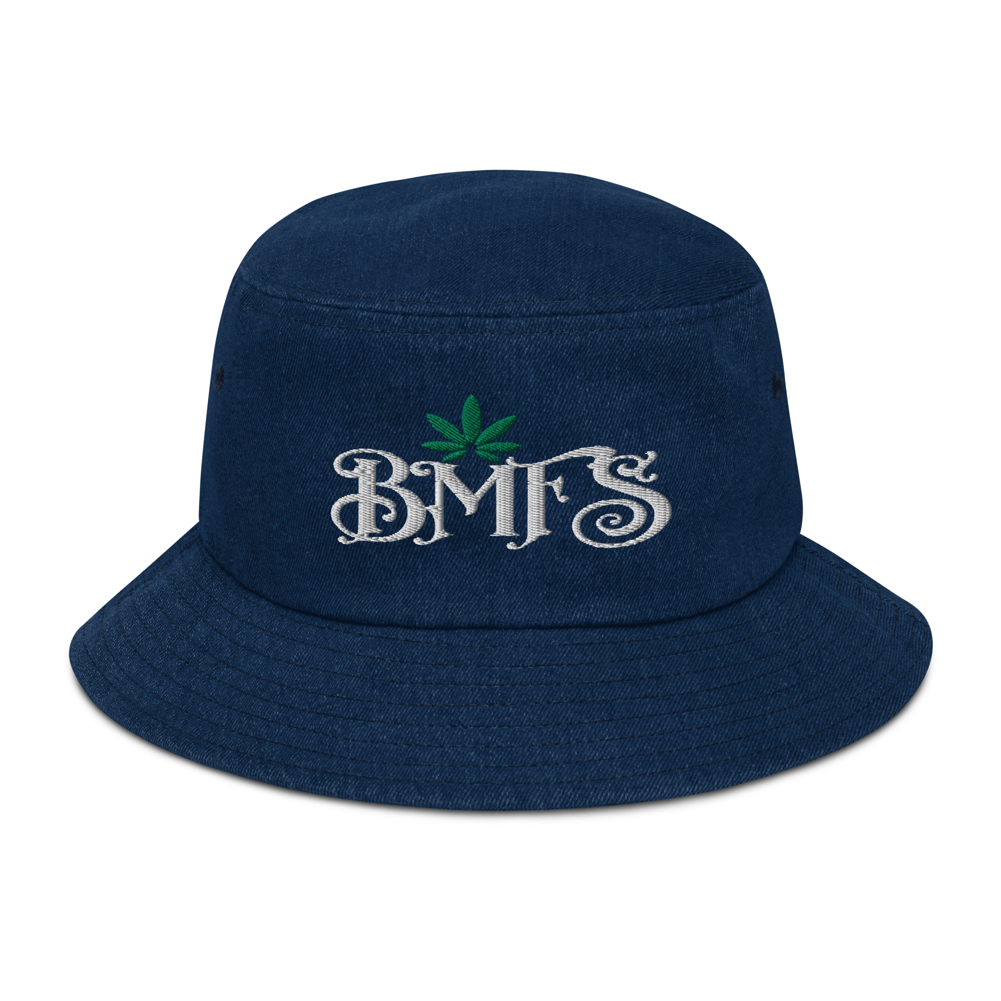 BMFS Pot Leaf Denim bucket hat | Flat Embroidery | Inspired Billy Art