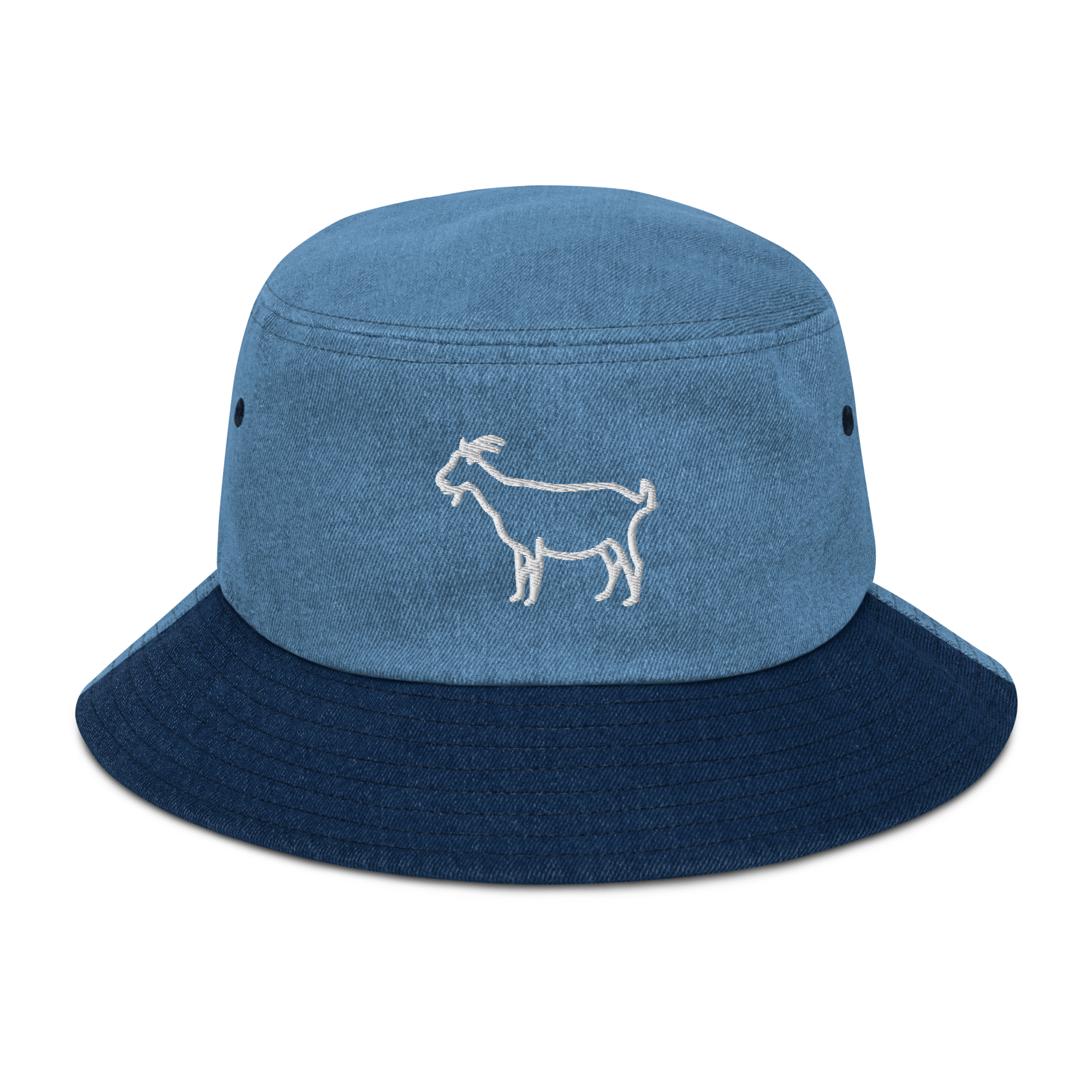 Simple The Goat Denim bucket hat | Flat Embroidery | Inspired Billy Art