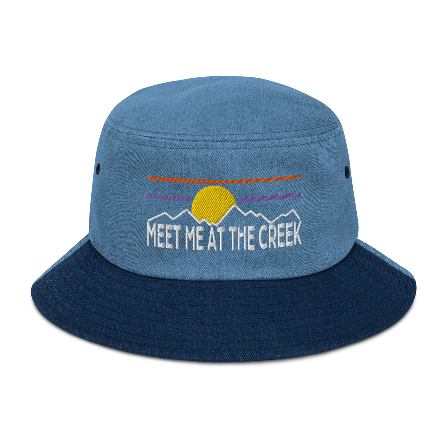 Meet Me At The Creek Denim bucket hat | Flat Embroidery | Inspired Billy Art