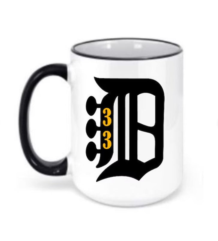 "B" Detroit Style Headstock Ceramic Coffee Mug | BMFS 33 | Ink/Printed Image