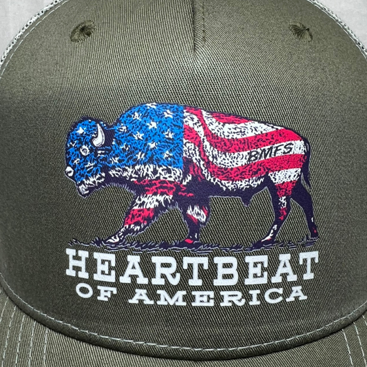 Heartbeat Of America Trucker Cap R112 | Two-Tone | Printed Graphics | Snapback Cap | BMFS