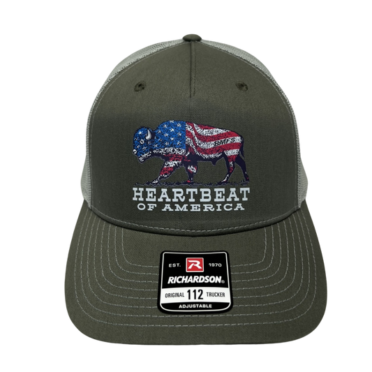 Heartbeat Of America Trucker Cap R112 | Two-Tone | Printed Graphics | Snapback Cap | BMFS