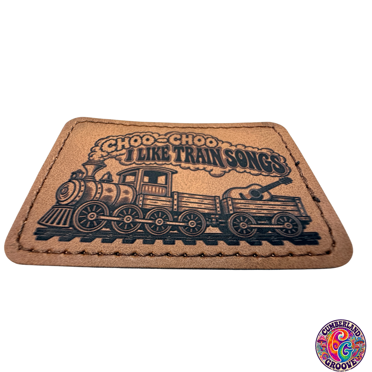 Choo-Choo I Like Train Songs 3x2 | Rawhide/Black | Laser Engraved | Iron or stitch | Billy Fan Art