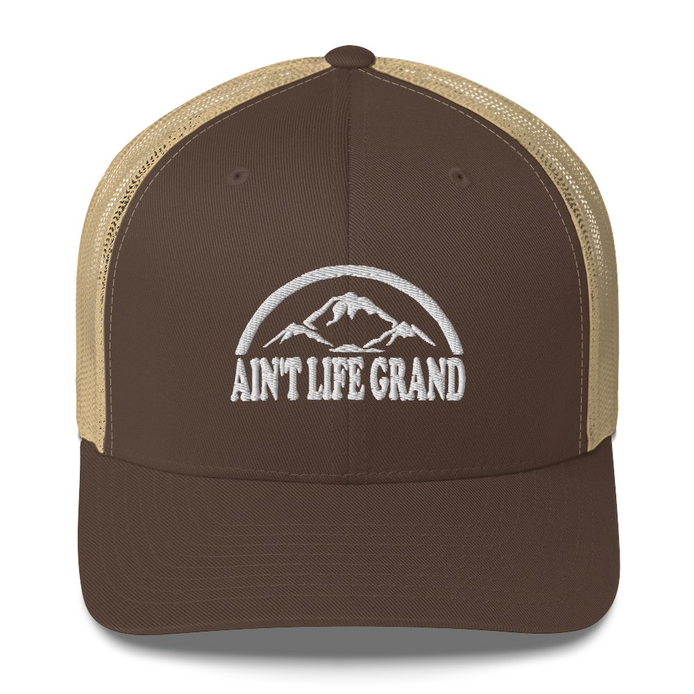 Aint Life Grand Mountains Trucker Cap | Flat Embroidery | WSP Inspired Art