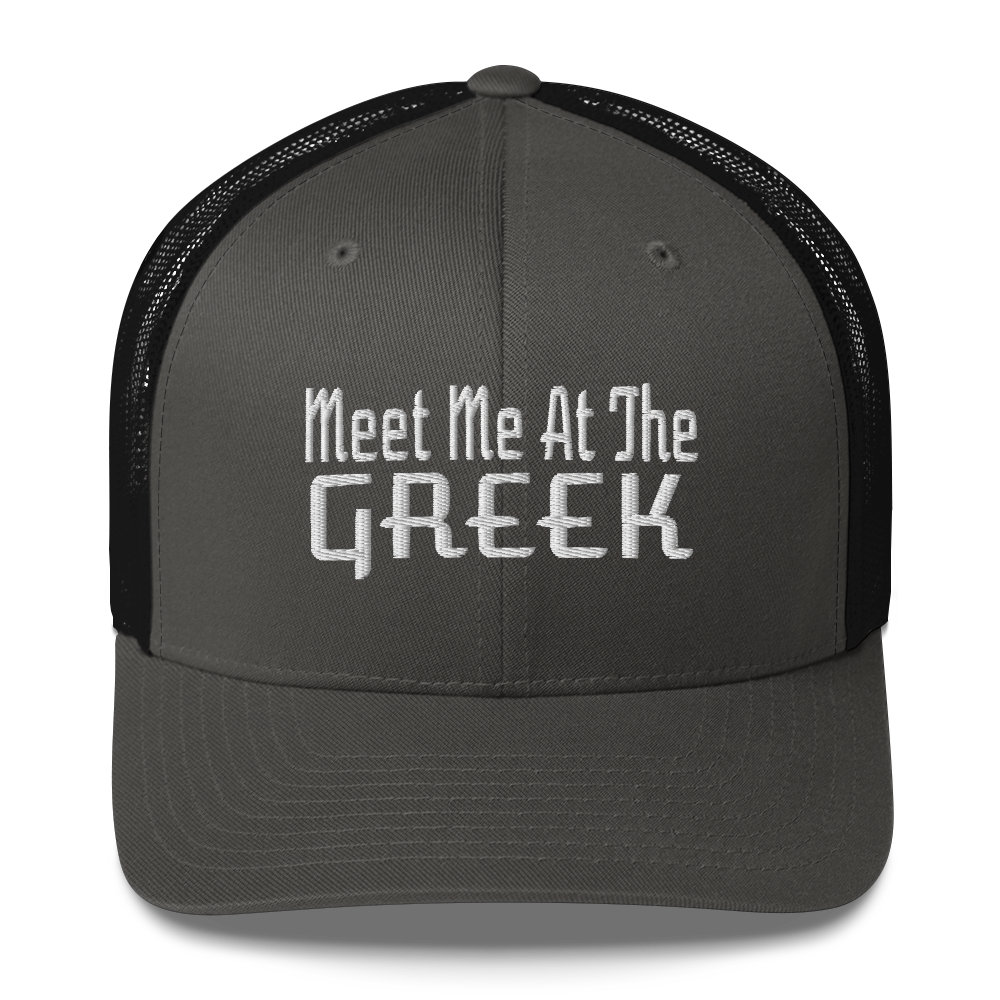Meet Me At The Greek Trucker Cap | Flat Embroidery | 33 Billy Inspired Art |
