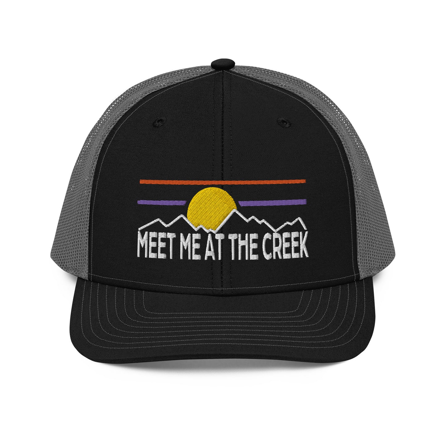 Meet Me At The Creek Mnts Embroidery Trucker Cap | R112 | Billy Lot | 33 Lid