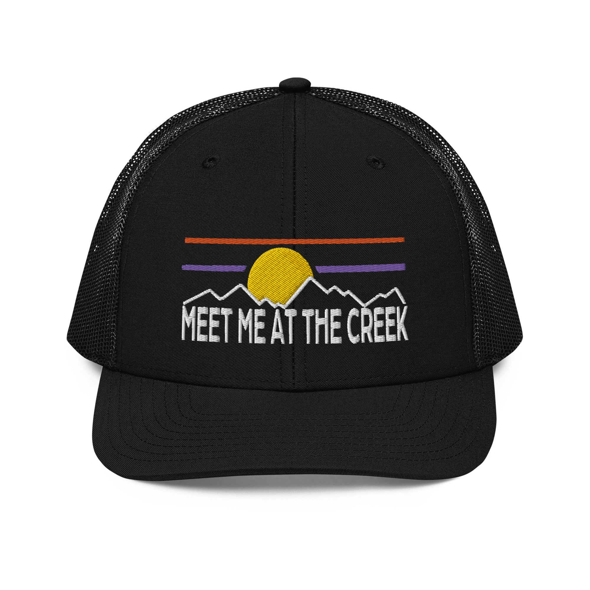 Meet Me At The Creek Mnts Embroidery Trucker Cap | R112 | Billy Lot | 33 Lid