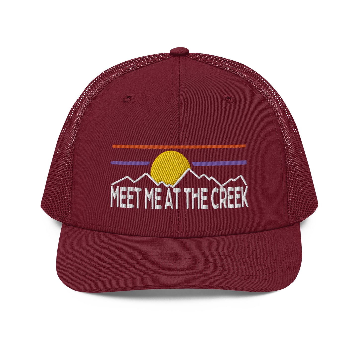 Meet Me At The Creek Mnts Embroidery Trucker Cap | R112 | Billy Lot | 33 Lid