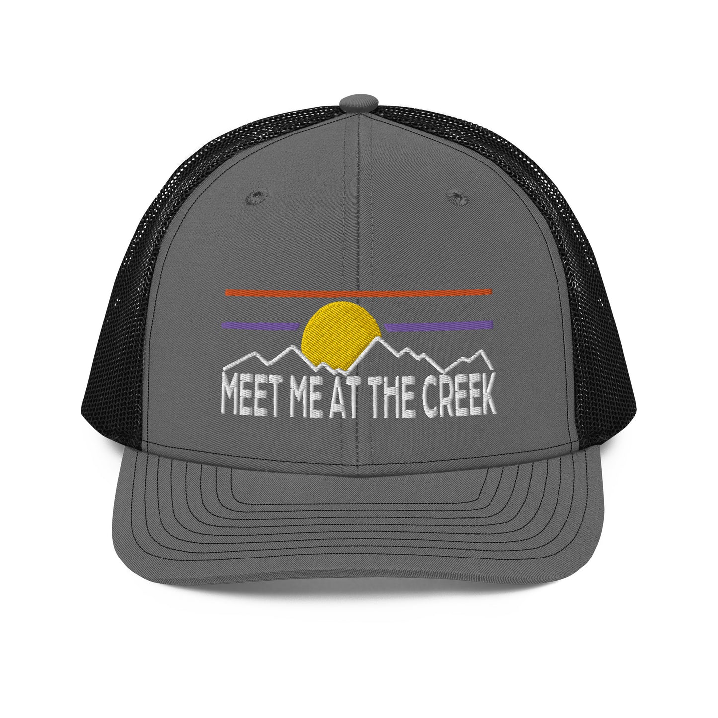 Meet Me At The Creek Mnts Embroidery Trucker Cap | R112 | Billy Lot | 33 Lid