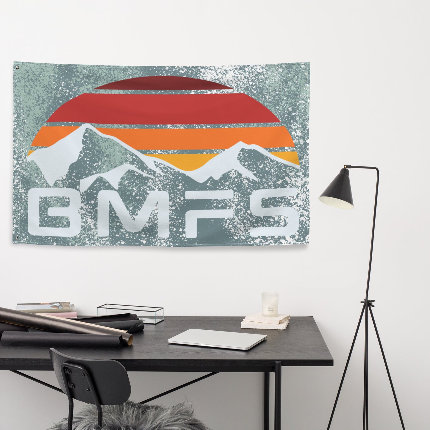 BMFS Mountain Flag 2 iron grommets | 56" x 34 ½" | Billy Fan Art
