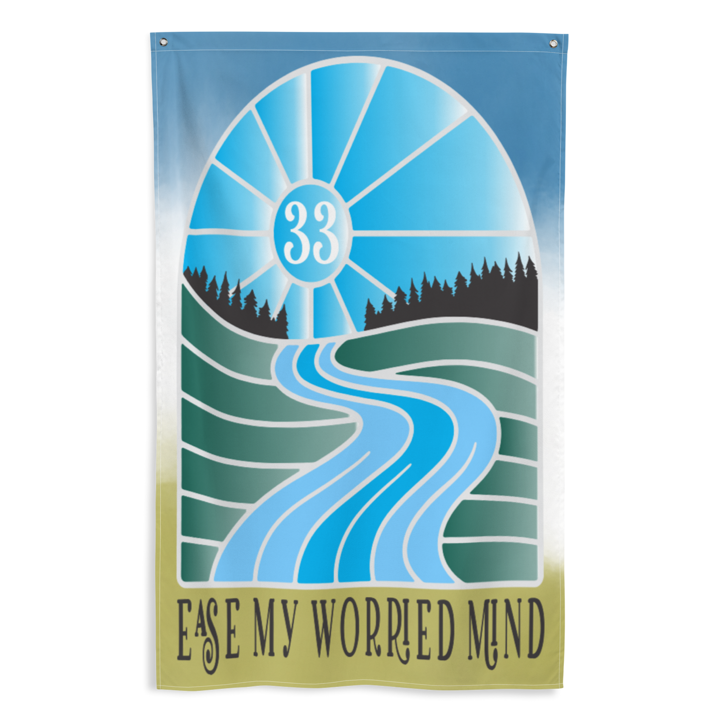 Ease My Worried Mind Flag | 2 iron grommets | 56" x 34 ½" | Billy Fan Art