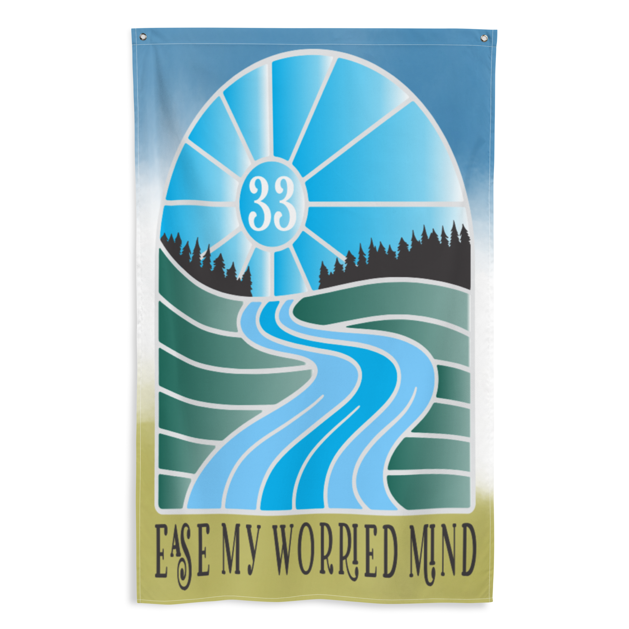 Ease My Worried Mind Flag | 2 iron grommets | 56" x 34 ½" | Billy Fan Art