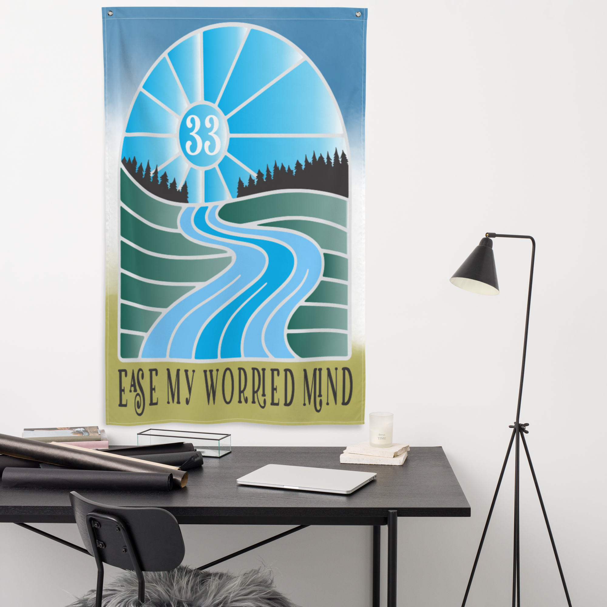 Ease My Worried Mind Flag | 2 iron grommets | 56" x 34 ½" | Billy Fan Art