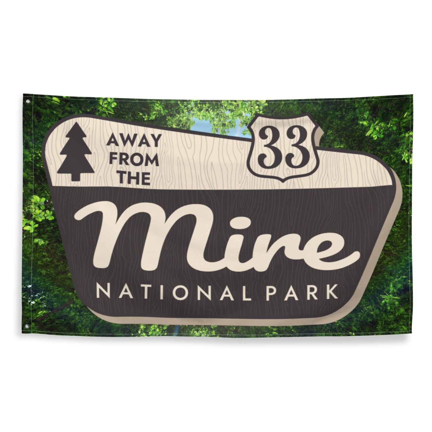 Away From The Mire Park Flag | 2 iron grommets | 56" x 34 ½" | Billy Fan Art