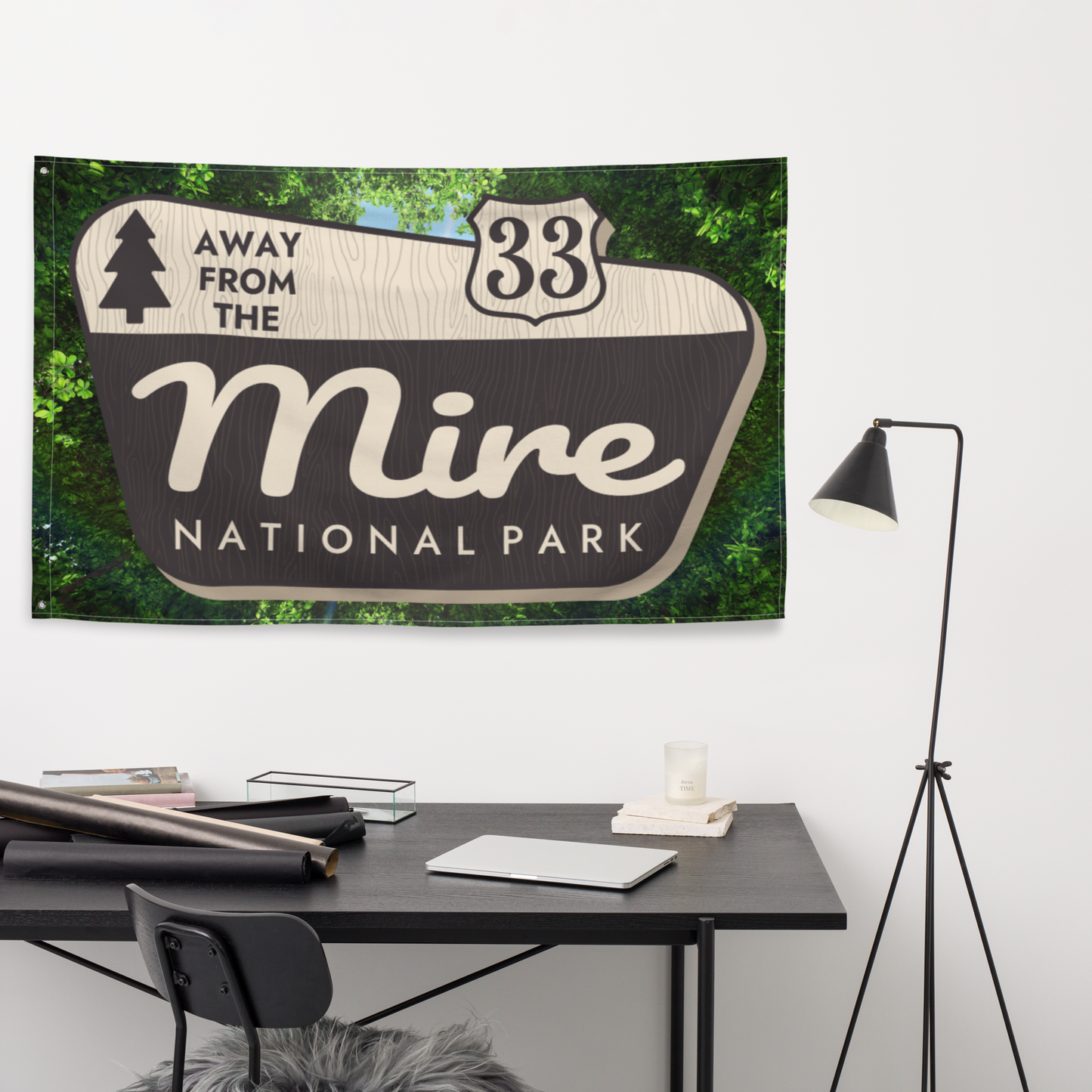 Away From The Mire Park Flag | 2 iron grommets | 56" x 34 ½" | Billy Fan Art