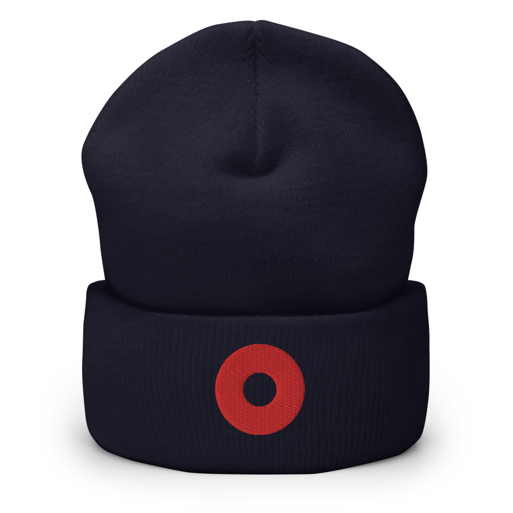 Fishman Red Donut Navy Cuffed Beanie | Flat Embroidery | Inspired Phish Phan Art