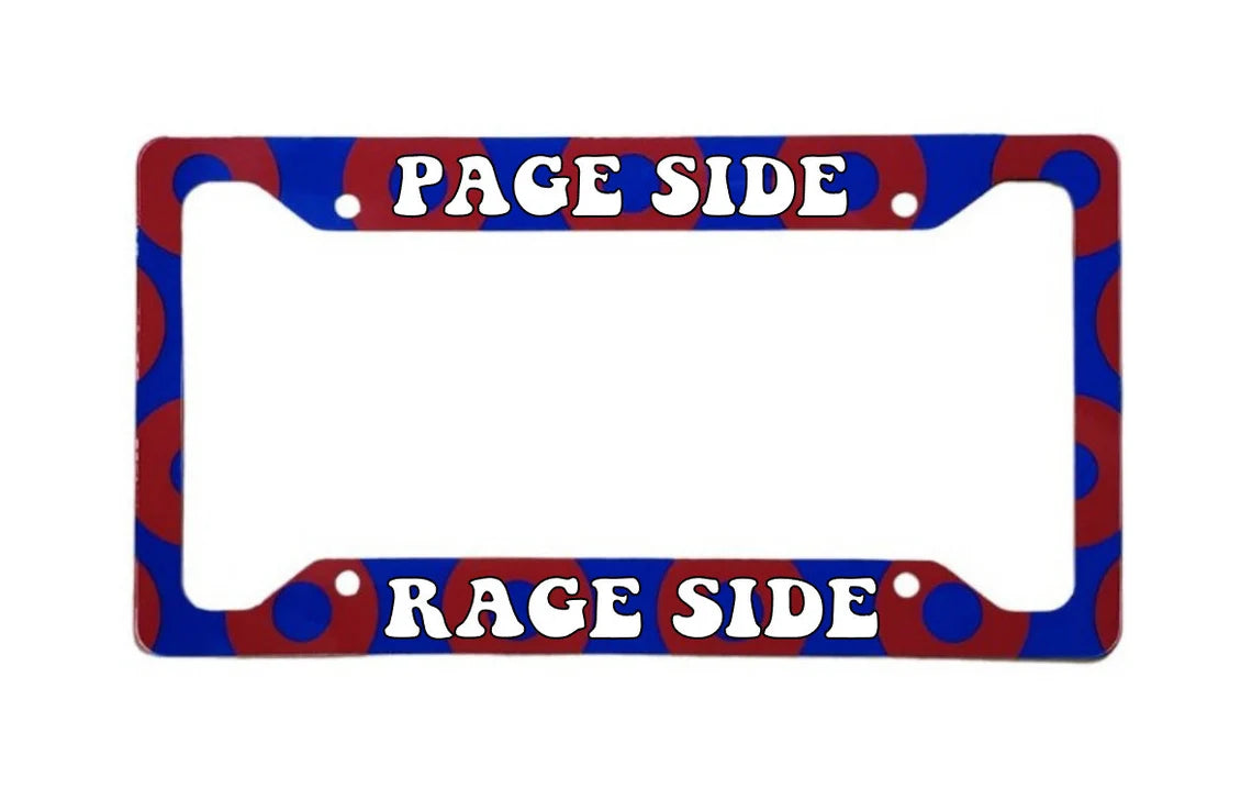 Page Side Rage Side | Aluminum License Plate Frame | 12.25" x 6.5" | Ink/Printed Image