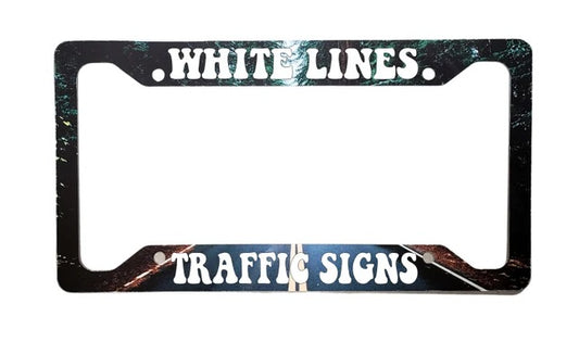 White Lines Road Version | Aluminum License Plate Frame | Ink/Printed Image