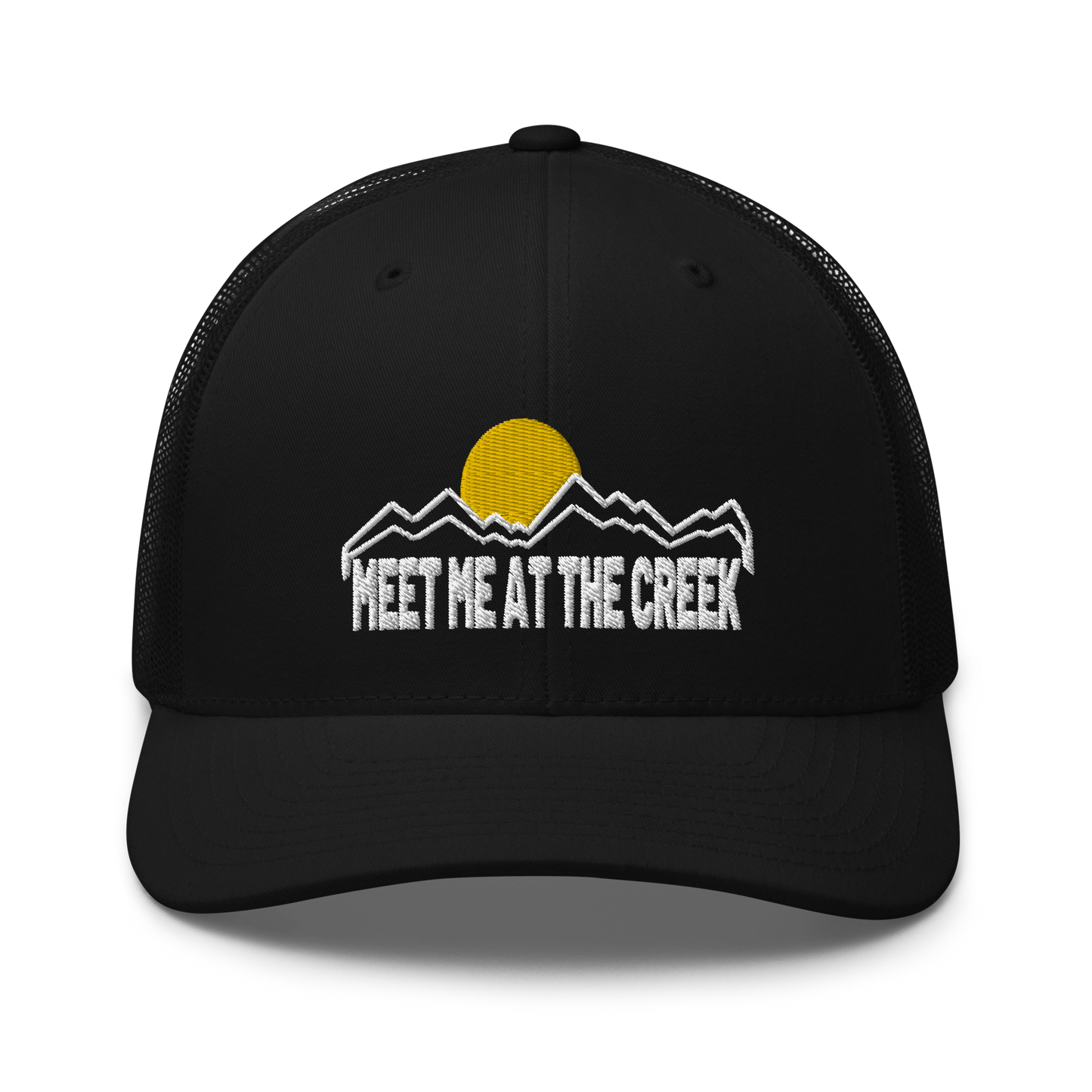 Meet Me At the Creek Mountain Trucker Cap | Flat Embroidery | Inspired BMFS Art