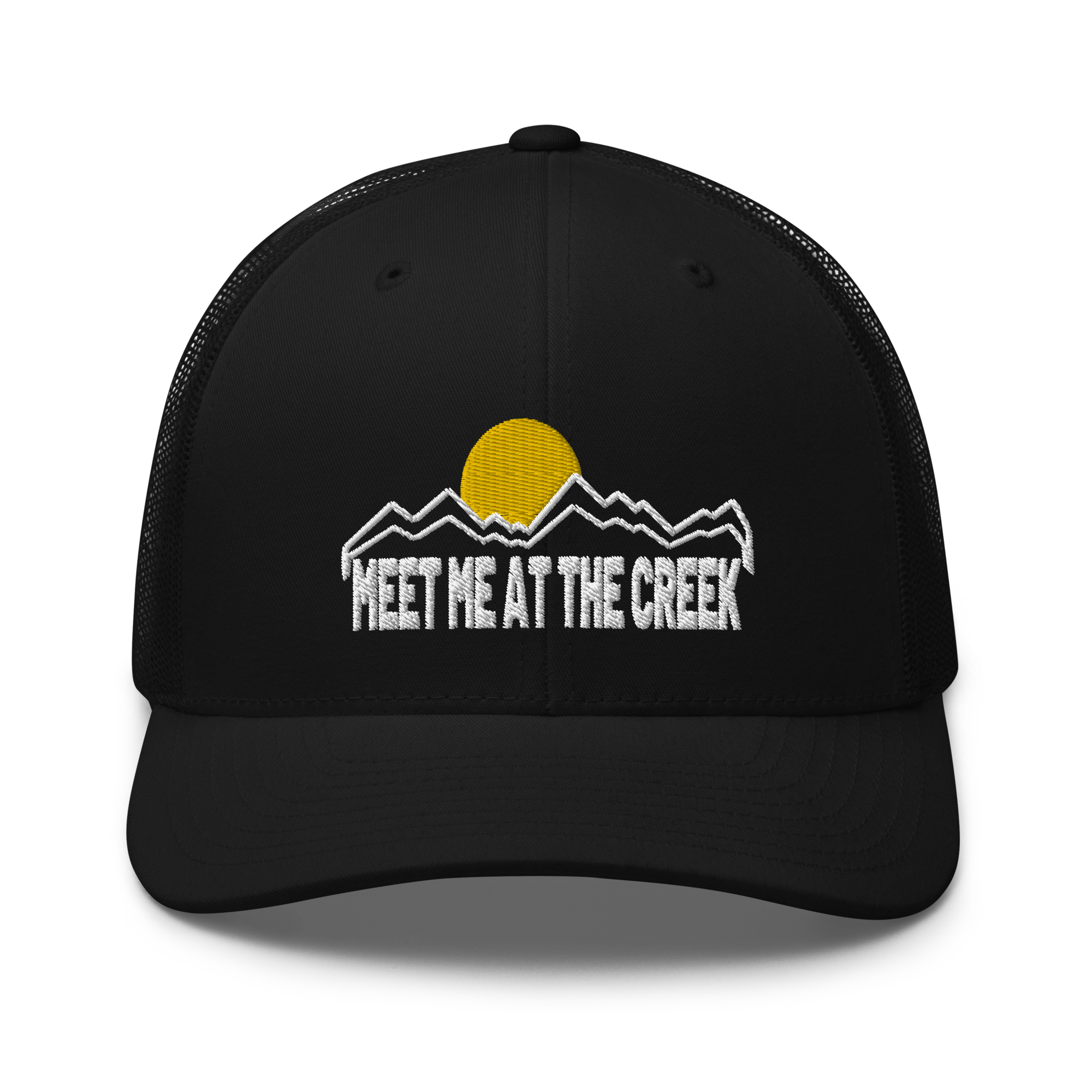 Meet Me At the Creek Mountain Trucker Cap | Flat Embroidery | Inspired BMFS Art