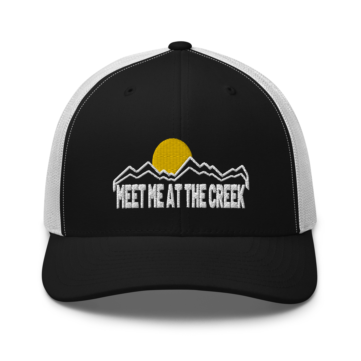 Meet Me At the Creek Mountain Trucker Cap | Flat Embroidery | Inspired BMFS Art