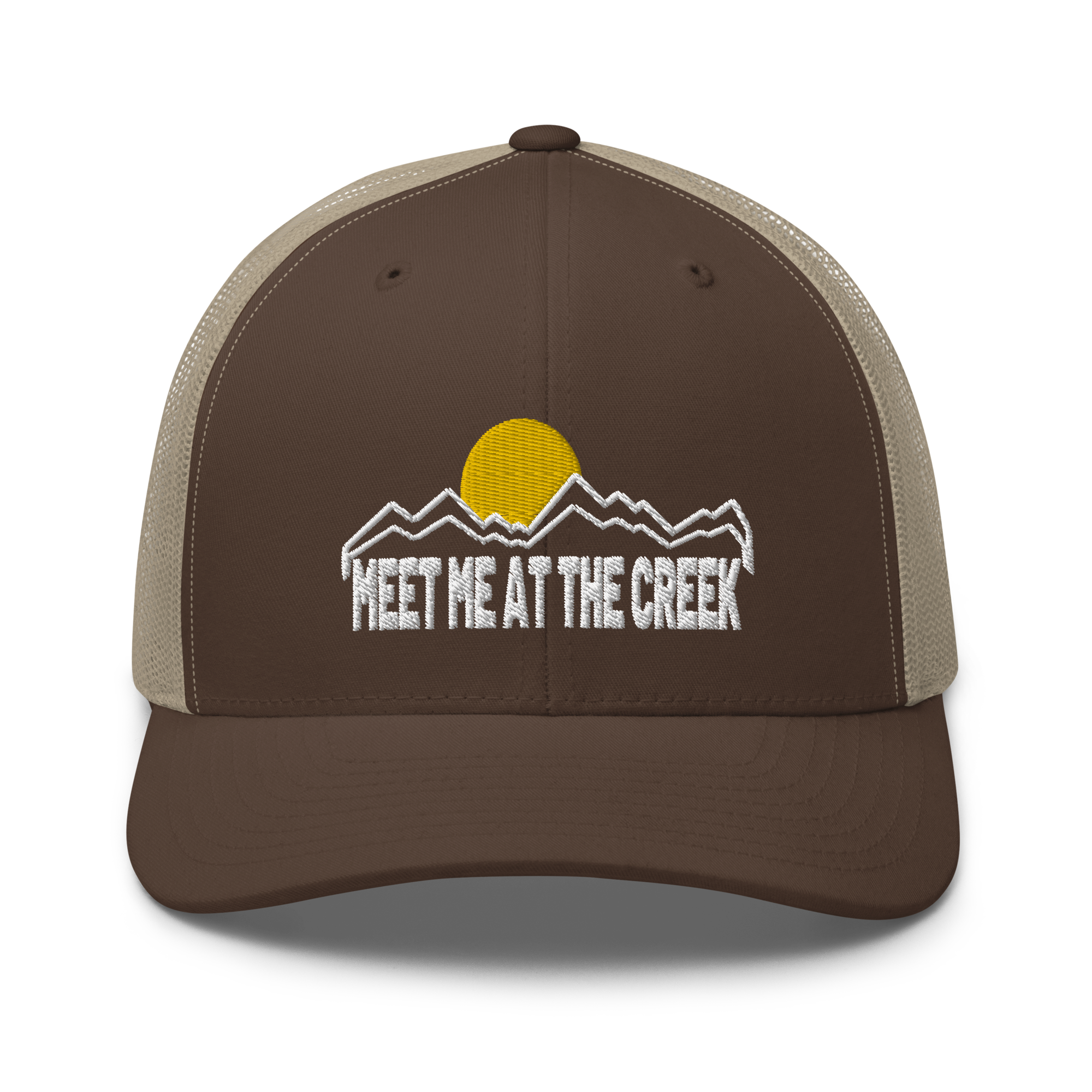 Meet Me At the Creek Mountain Trucker Cap | Flat Embroidery | Inspired BMFS Art