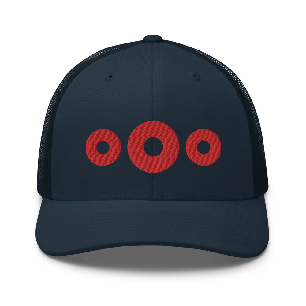 3 Red Donut Trucker Cap | Flat Embroidery | Phish Inspired Art