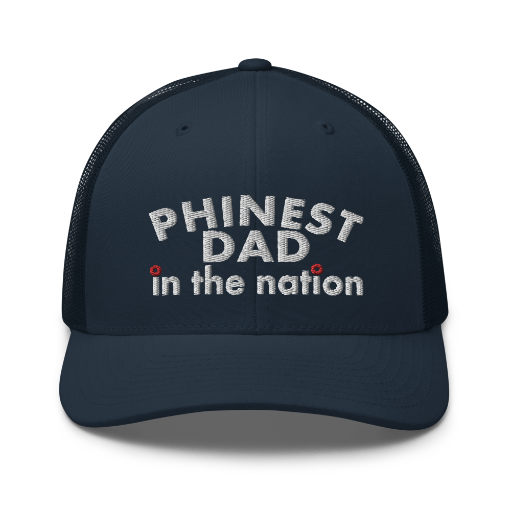 Phinest Dad In The Nation Red Donut Trucker Cap | Flat Embroidery