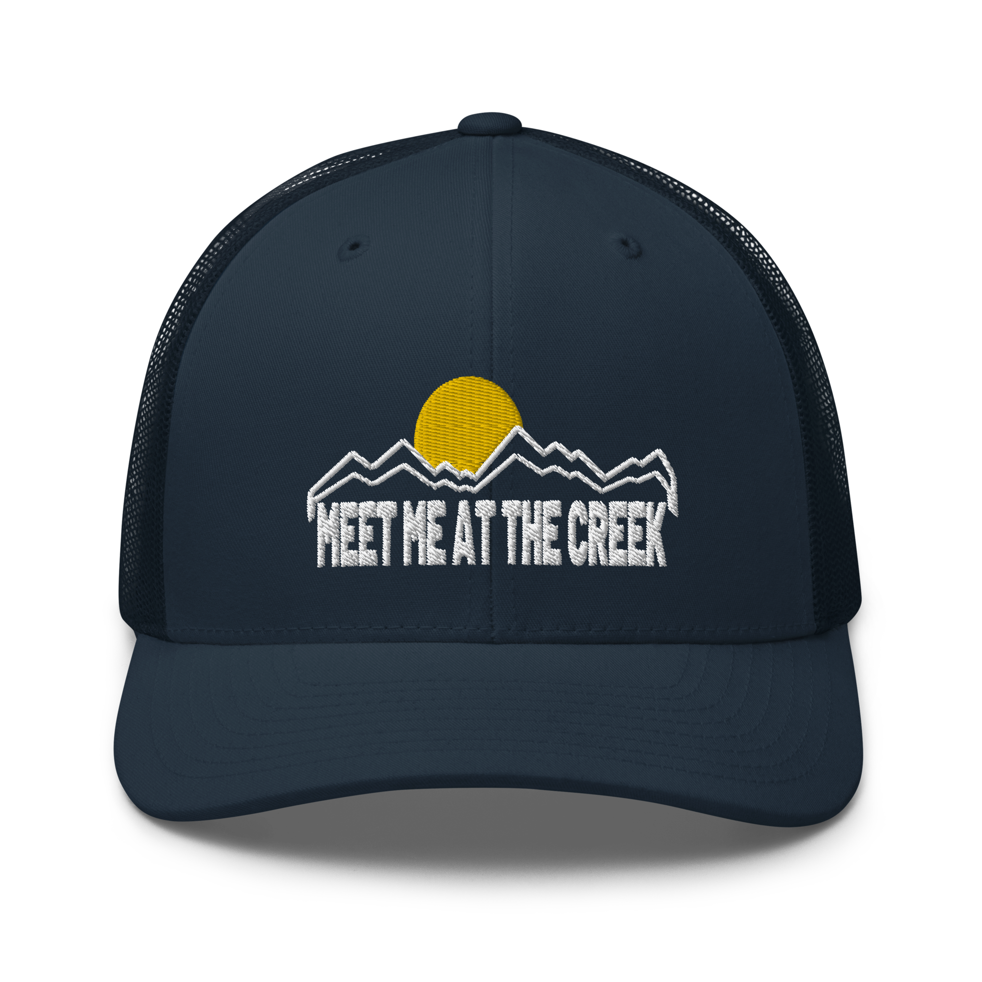 Meet Me At the Creek Mountain Trucker Cap | Flat Embroidery | Inspired BMFS Art