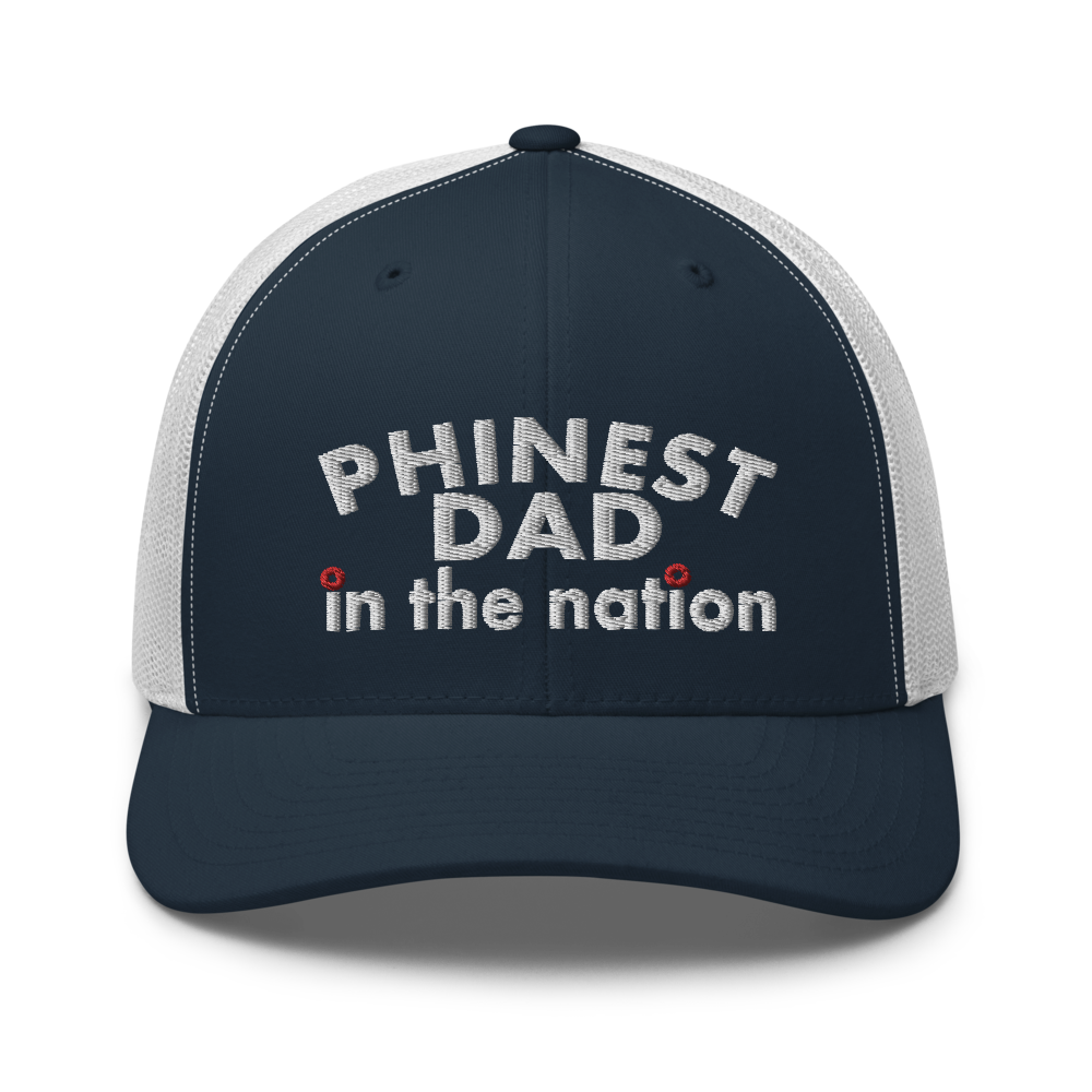 Phinest Dad In The Nation Red Donut Trucker Cap | Flat Embroidery