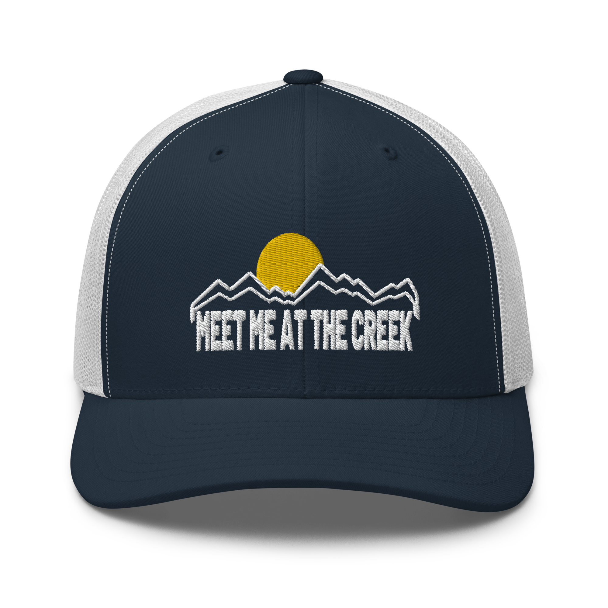 Meet Me At the Creek Mountain Trucker Cap | Flat Embroidery | Inspired BMFS Art